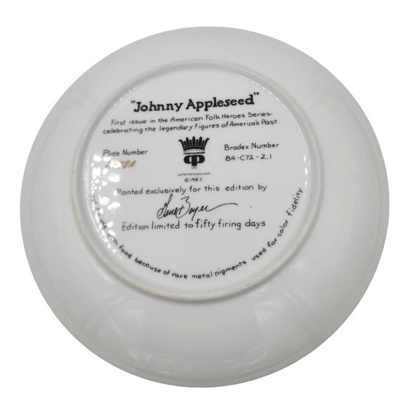Johnny Appleseed American Folk Heroes Series Porcelain Collector's Plate Vintage - Picture 9 of 11